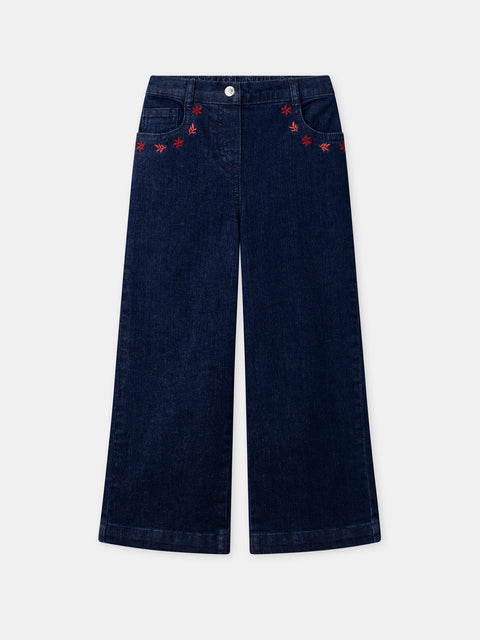 Flared Dark Blue Denim Jeans