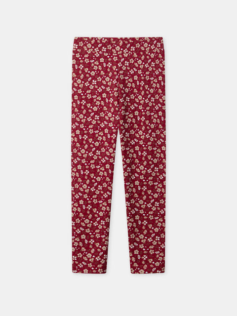 Red Floral Print Cotton Legging