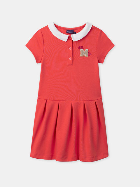 Red Cotton Mix Tennis Dress