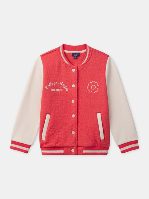 Red Cotton Rich Baseball Jacket