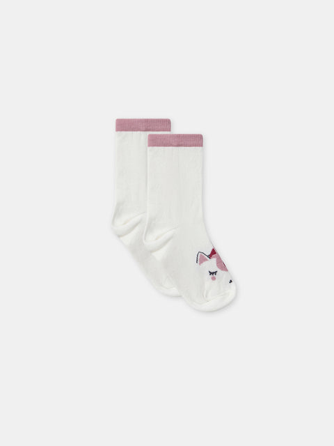 Cream Unicorn Pattern Cotton Rich Socks