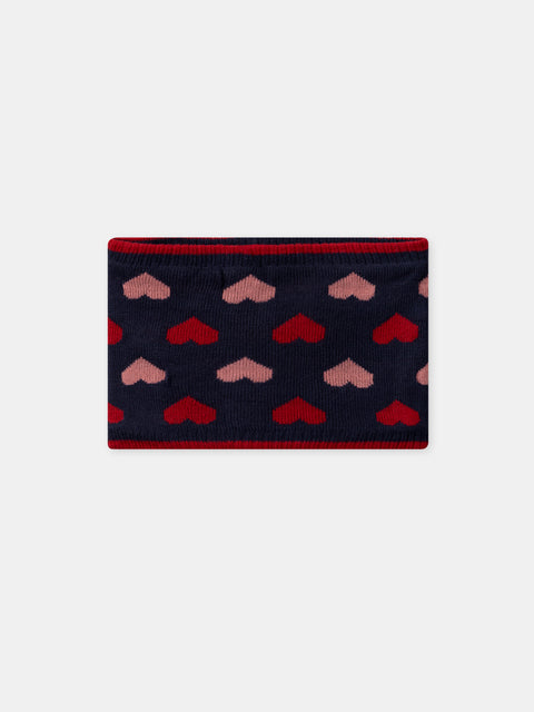 Lined Navy Heart Pattern Snood