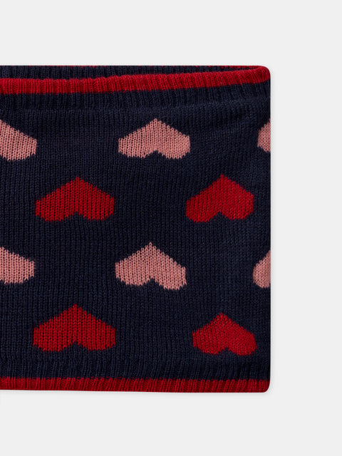Lined Navy Heart Pattern Snood