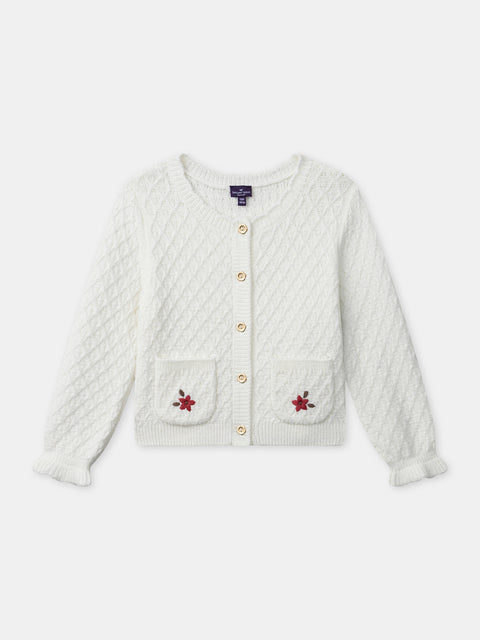 Cream Embroidered Cardigan