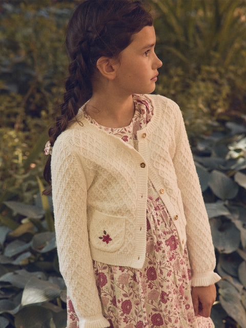 Cream Embroidered Cardigan