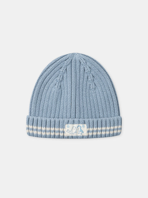 Ribbed Blue Cotton Hat