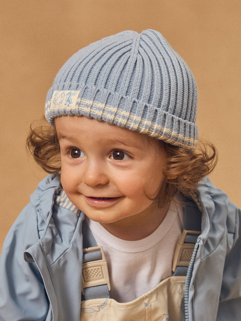 Ribbed Blue Cotton Hat