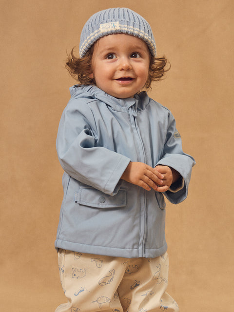 Blue Micropolar Lined Canvas Coat