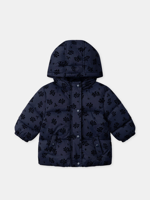 Navy Flocked Fleece Lined Coat