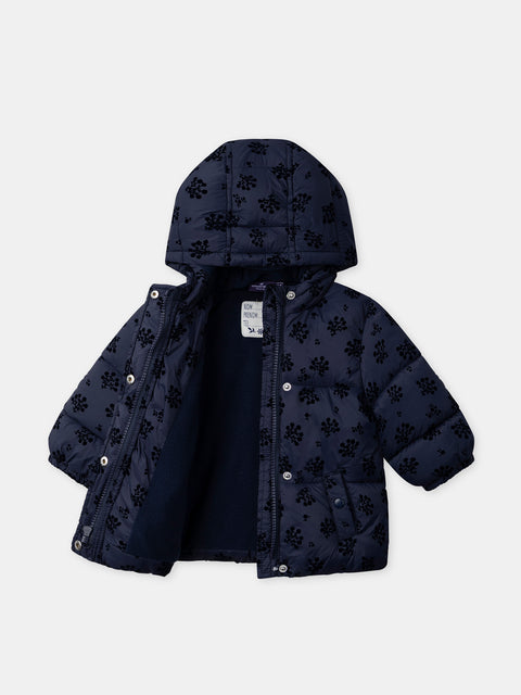 Navy Flocked Fleece Lined Coat