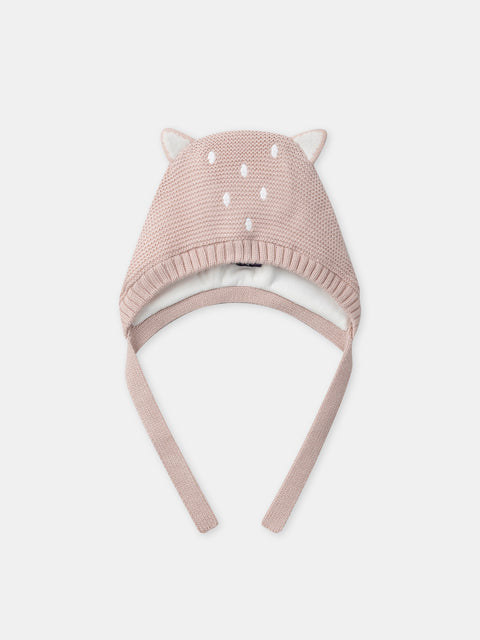Pink Lined Moss Stitch Hat
