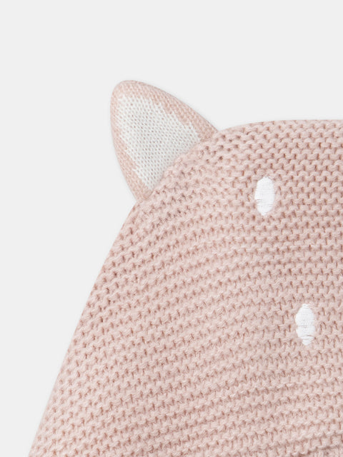 Pink Lined Moss Stitch Hat