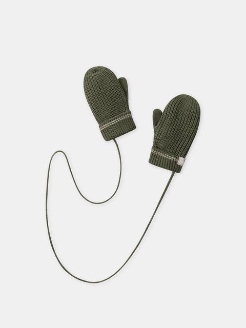 Lined Green Gloves With Tie