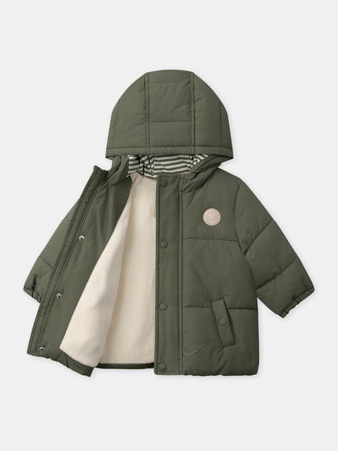 Green Micropolar Lined Hooded Jacket