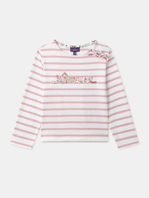 Cream Stripe Cotton T-shirt