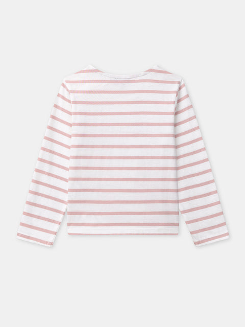 Cream Stripe Cotton T-shirt