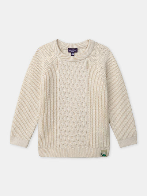 Cream Cotton & Wool Mix Cable Knit Jumper