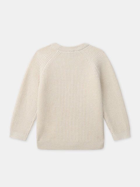 Cream Cotton & Wool Mix Cable Knit Jumper