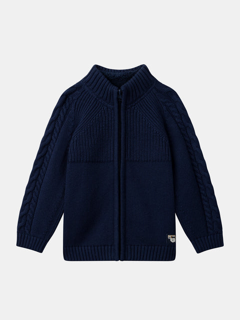 Navy Cotton/Wool Mix Cardigan