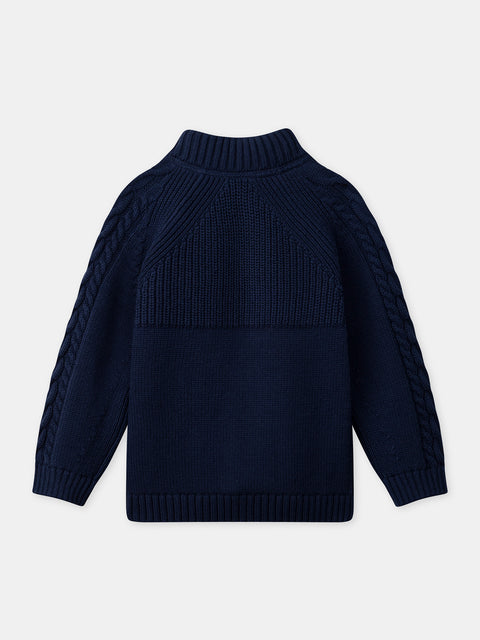 Navy Cotton/Wool Mix Cardigan