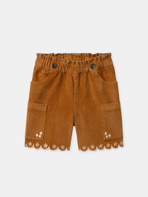 Yellow Paper Bag Waist Corduroy Shorts