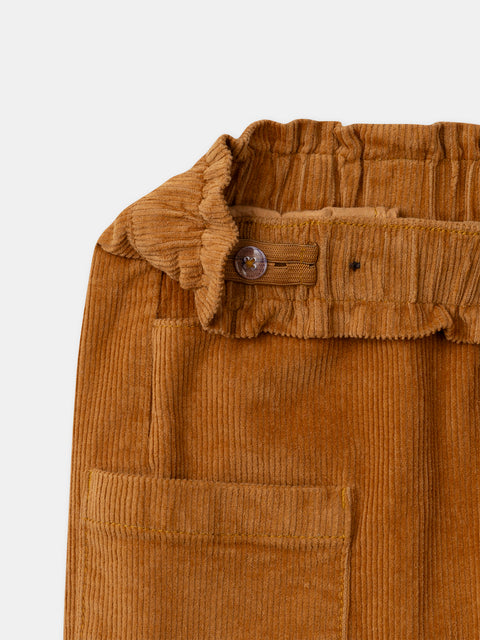 Yellow Paper Bag Waist Corduroy Shorts