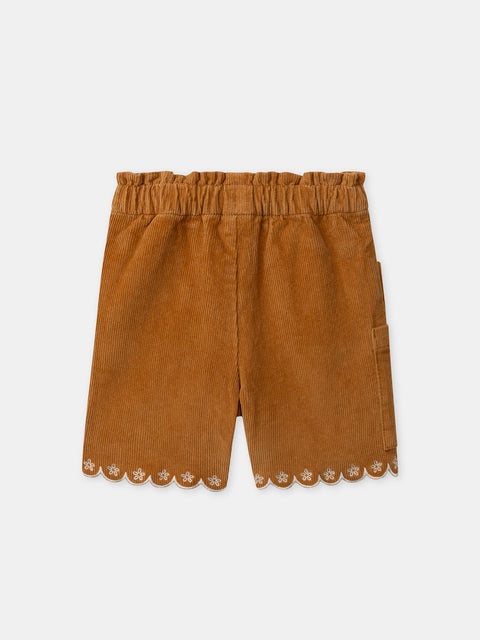 Yellow Paper Bag Waist Corduroy Shorts