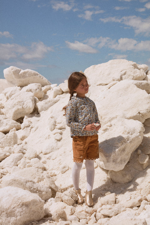 Yellow Paper Bag Waist Corduroy Shorts
