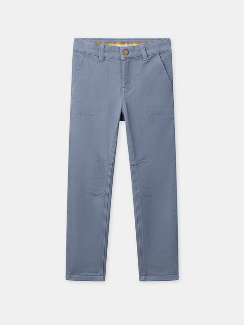 Blue Lined Cotton Twill trousers