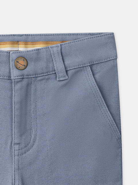 Blue Lined Cotton Twill trousers