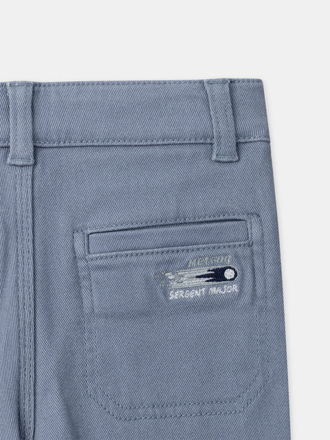 Blue Lined Cotton Twill trousers