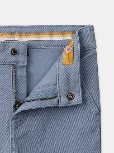 Blue Lined Cotton Twill trousers