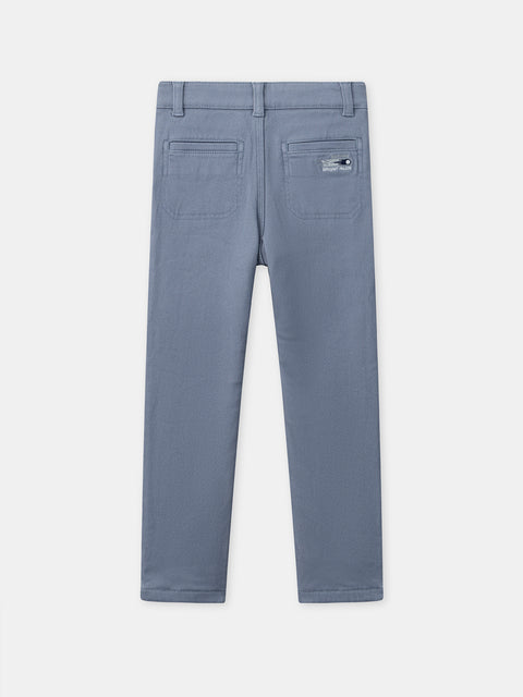 Blue Lined Cotton Twill trousers