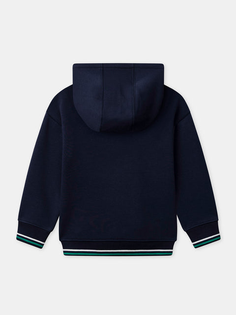 Navy Sequined Rocket Bonded Jersey Hoodie