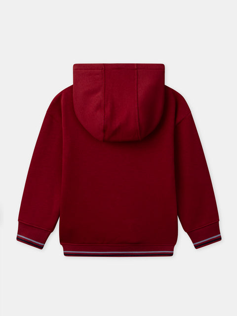 Sequinned Burgundy Bonded Jersey Hoodie