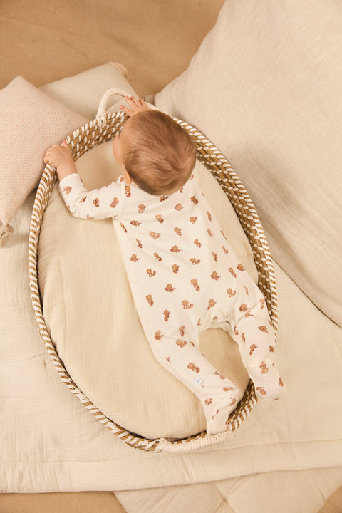 Newborn Cream Velour Sleepsuit