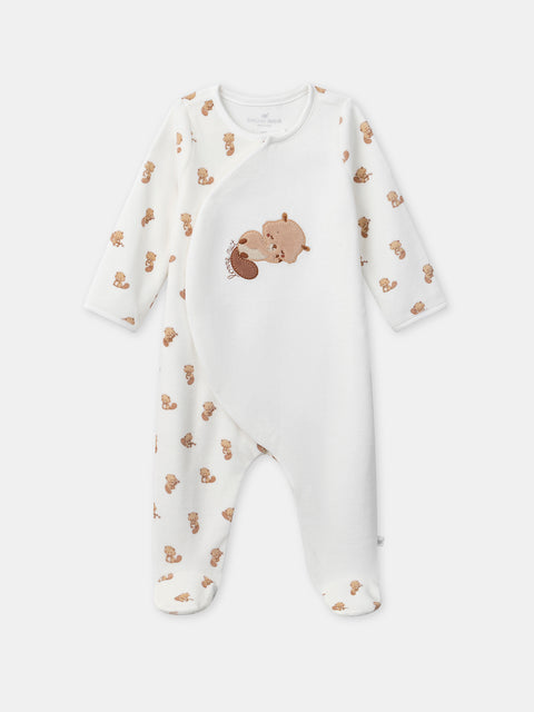 Newborn Cream Velour Sleepsuit