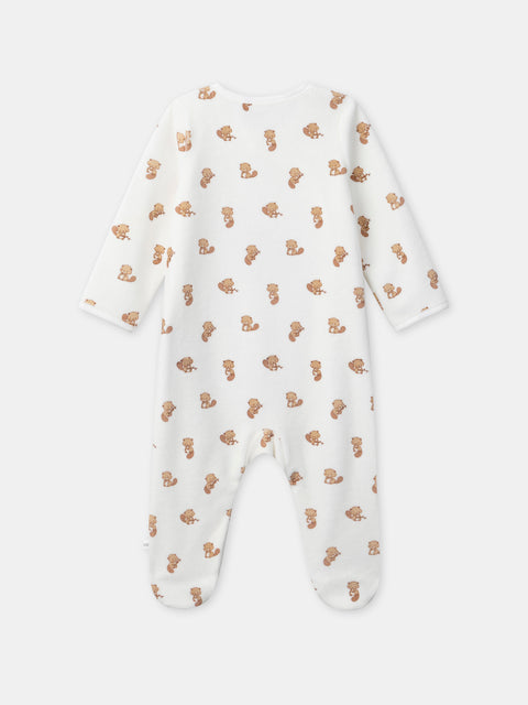 Newborn Cream Velour Sleepsuit