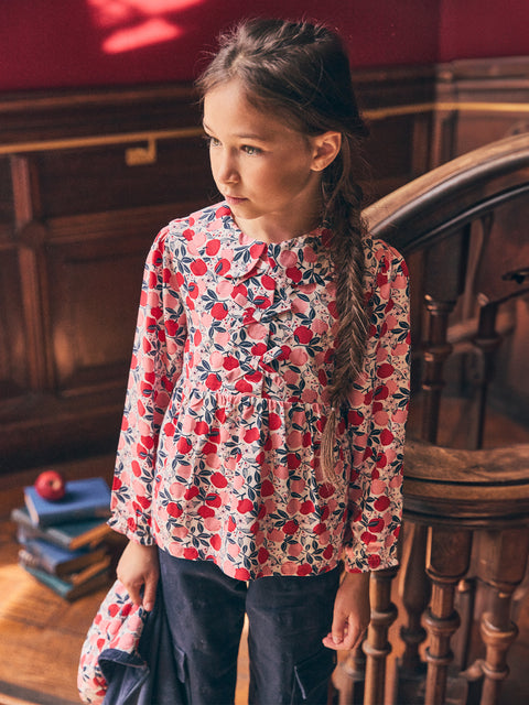 Apple Print Cotton Blouse
