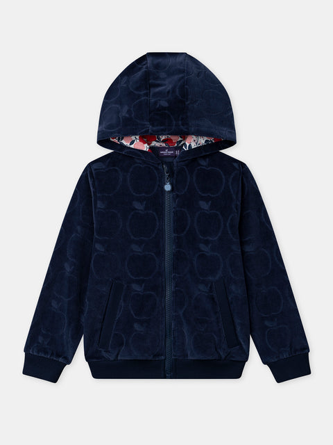 Lined Navy Velour Hoodie