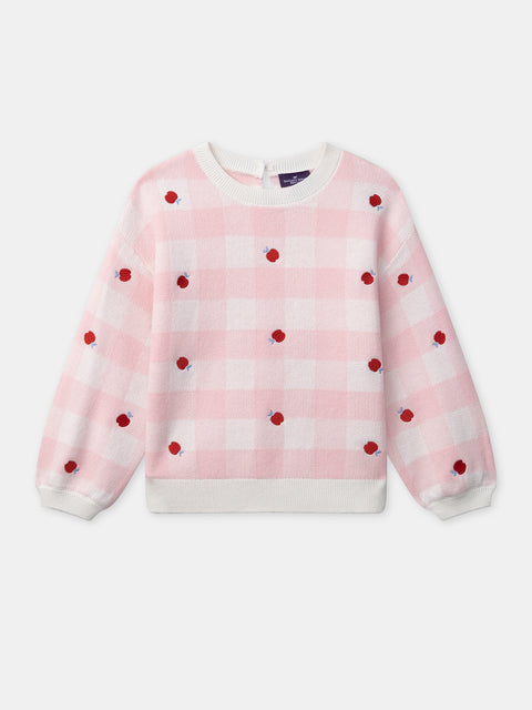 Pink Check Cotton Jumper
