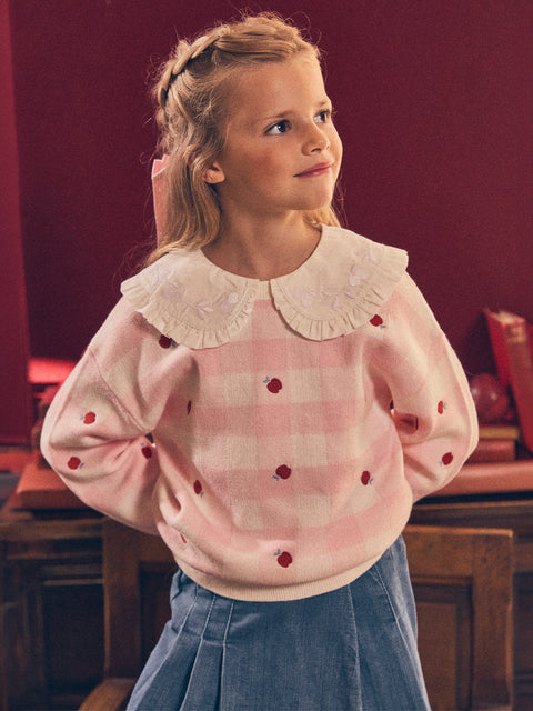 Pink Check Cotton Jumper