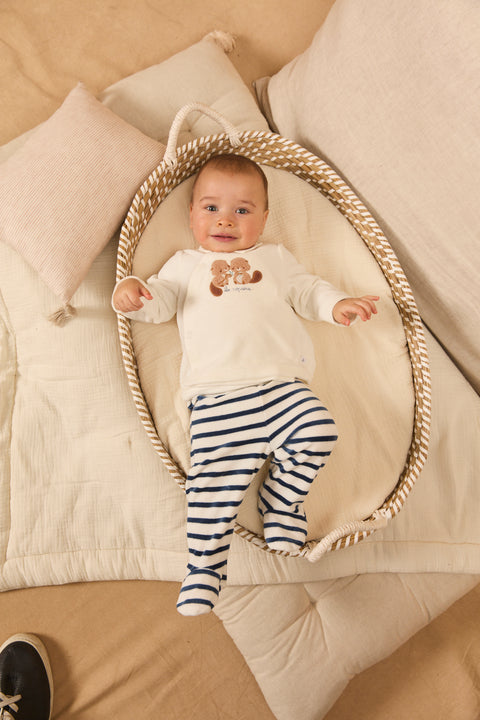 Cream Newborn 2 Piece Velour Outfit