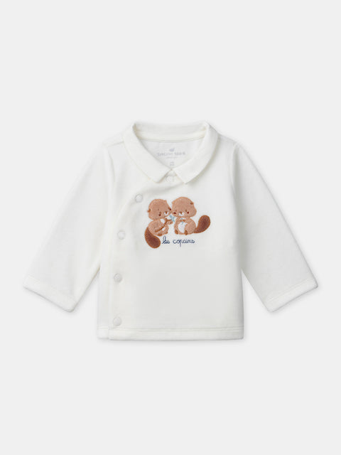 Cream Newborn 2 Piece Velour Outfit