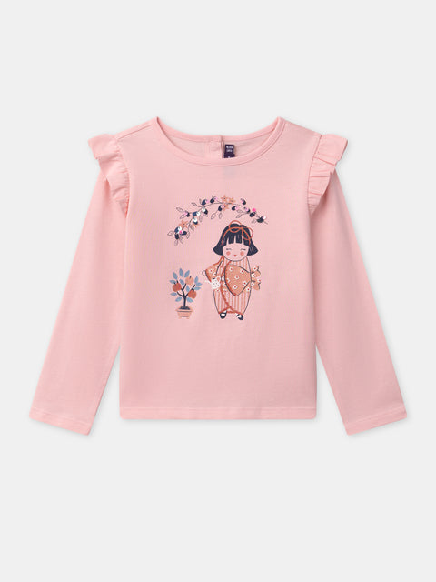 Pink Printed Cotton T-shirt