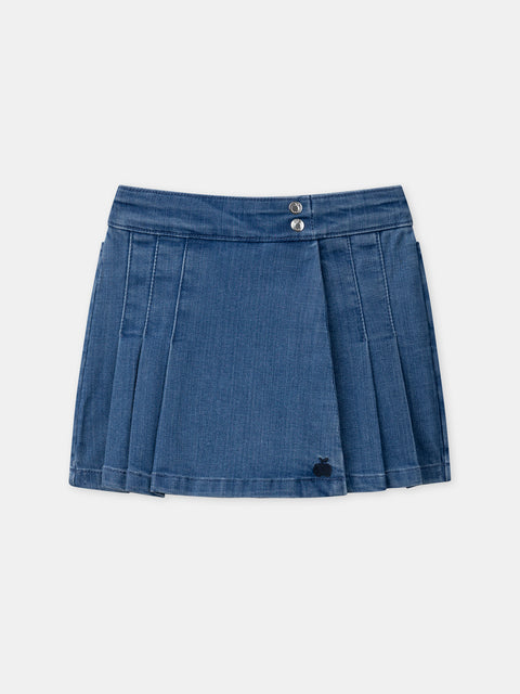 Pleated Denim Skort