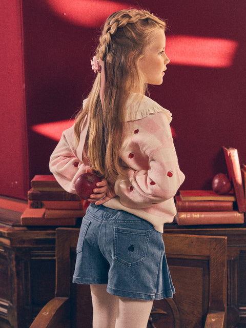 Pleated Denim Skort