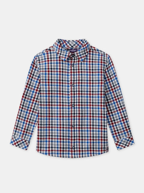 Navy & Red Check Cotton Shirt