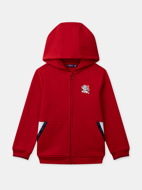Red Cotton Fleece Hoodie