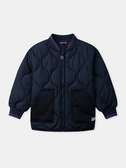 Navy Quilted Canvas Coat